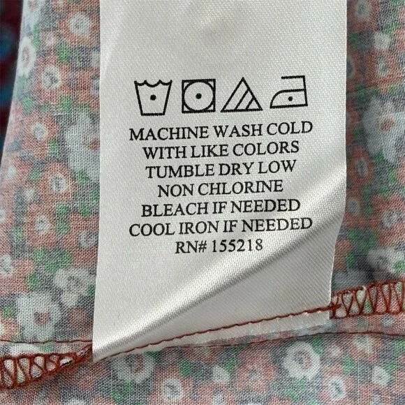 Wildfang Shirt Dress Red Blue Floral Midi-Maxi Button Front - Picture 6 of 6